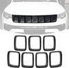 7PCS Car Carbon Fiber Grille Inserts ABS Front Grill Cover Frame Trims Kit For Jeep Compass MP 2017-2020 Exterior Accessories