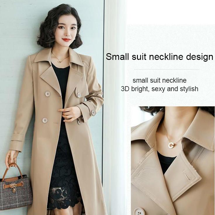 Spring and Autumn Overcoat For Women Slim Fit and Thin Trench Coat Women's Mid-Length Khaki Large Size Fashion Coat