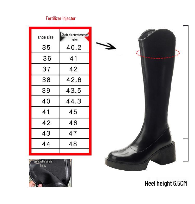 

Women s High-Heel Long Winter Boots with Velvet, V-Neck, Thick-Leg Fit, Plus Size Size 40