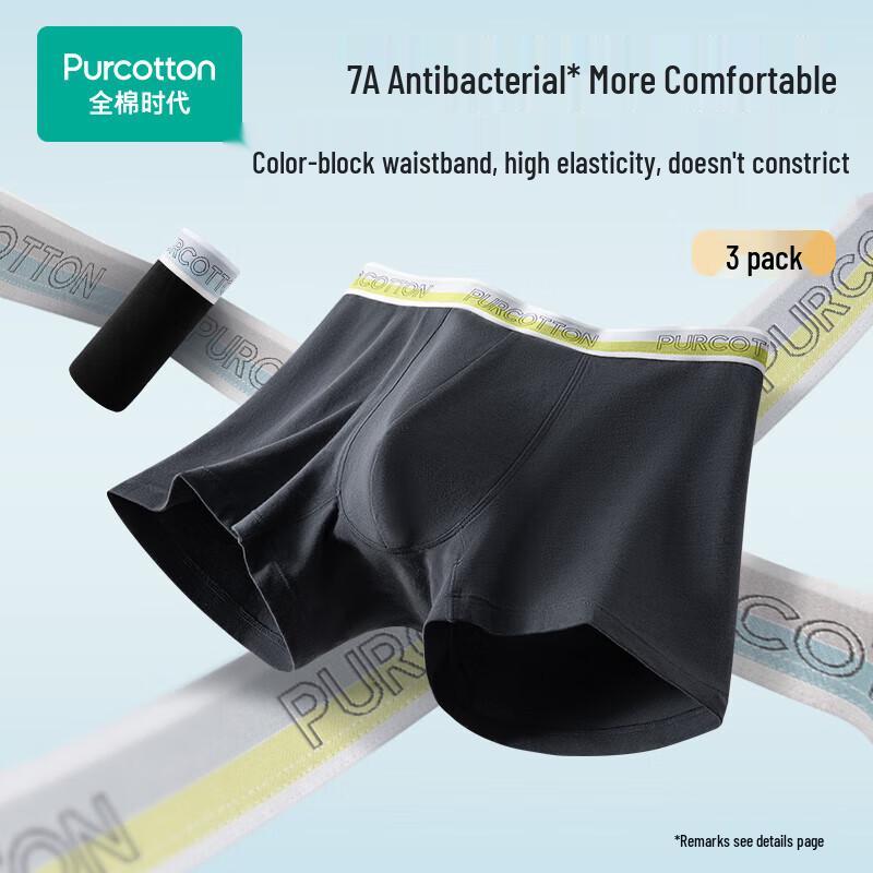 Purcotton Men's 95% Cotton Breathable Boxer Briefs