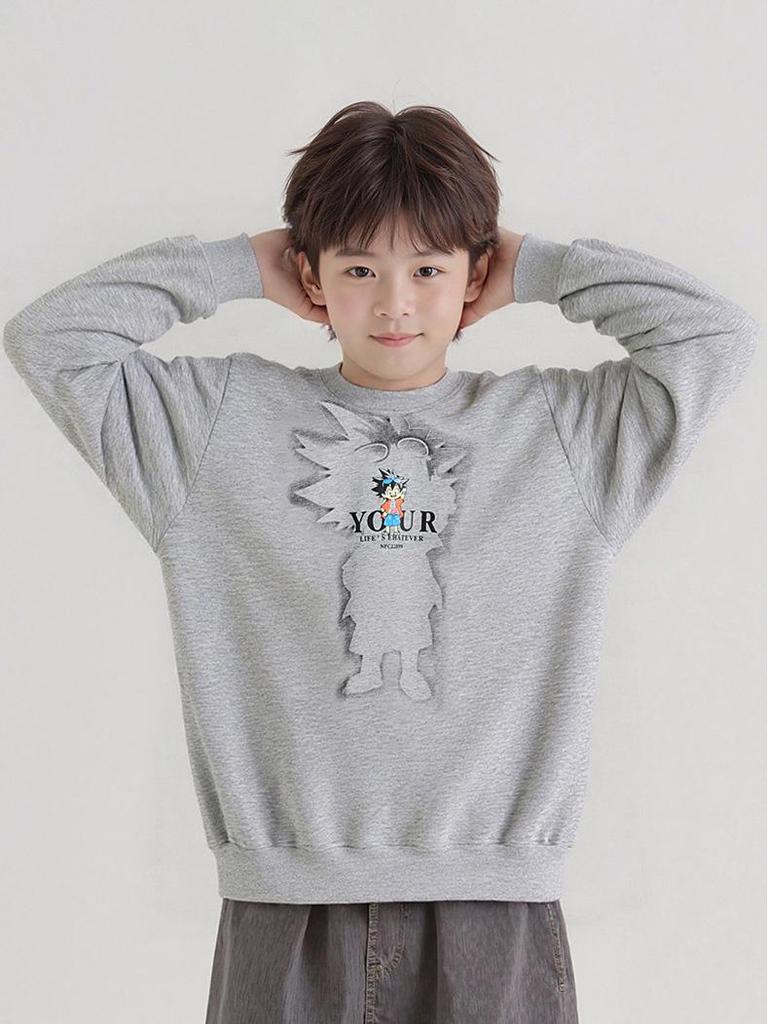 Korean Style Cartoon Sports Hoodie for Older Kids - Boys' Long Sleeve Top