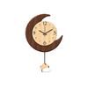 Log Color Retro Living Room Wall Clock New Moon Creative Clock Home Watch Wall Hanging Fashion Pendulum Clock