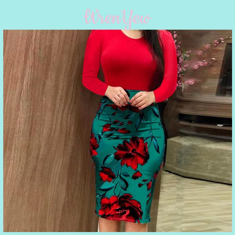 Elegant Plus Size Ladies Short/long Sleeve Floral Boho Women Party Bodycon Maxi Dress