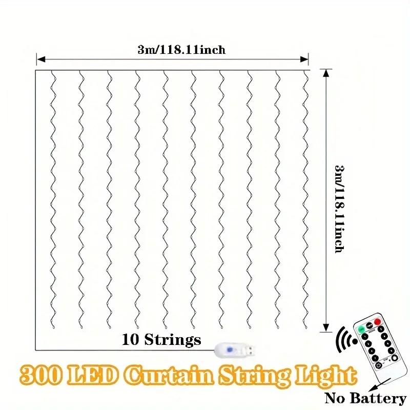 Christmas LED Strip Lights Room Garland LED Curtain Lamp USB Plug Christmas Decorations Lights for Bedroom Living Room Window