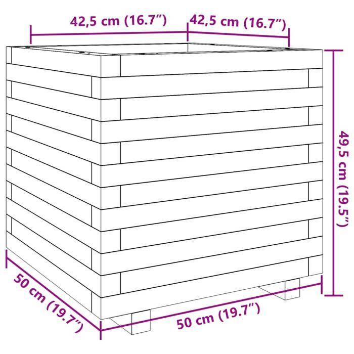 VidaXL Jardinière blanc 50x50x49,5 cm bois de pin massif, jardinière d'extérieur, bac à fleurs, bac à tomates, jardinière de 3282515