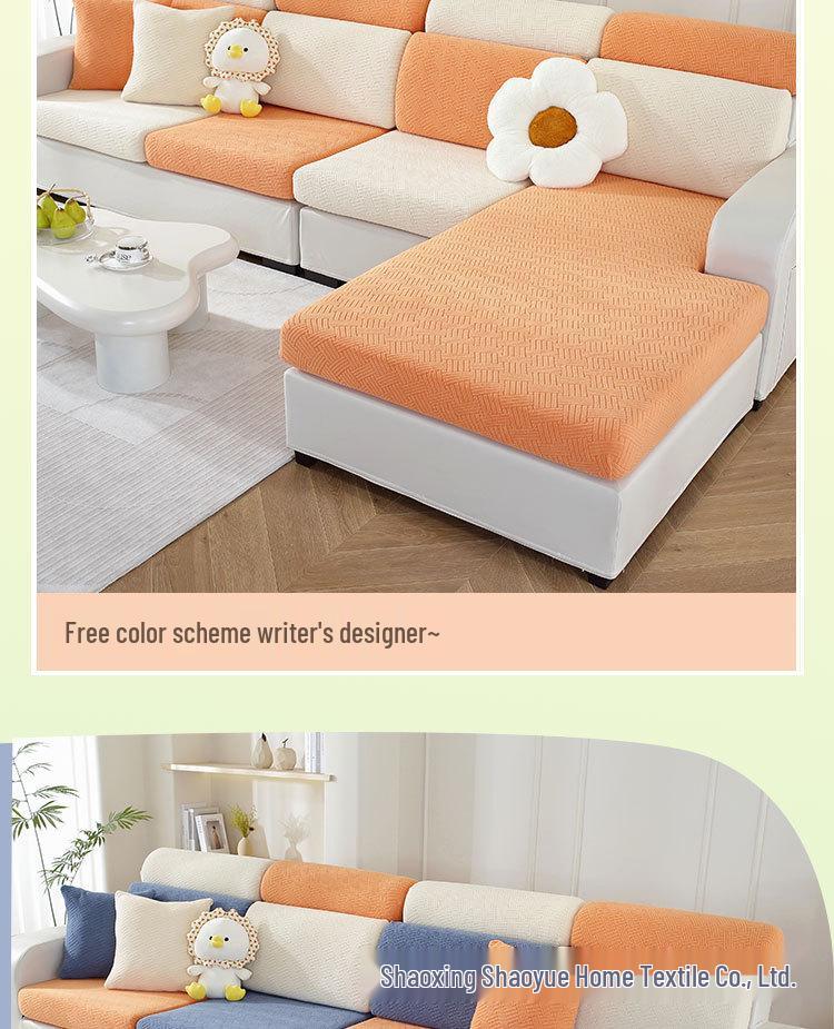 Universal Non-Slip Stretch Sofa Cover - Solid Color, All-Season Full Wrap Cushion Protector