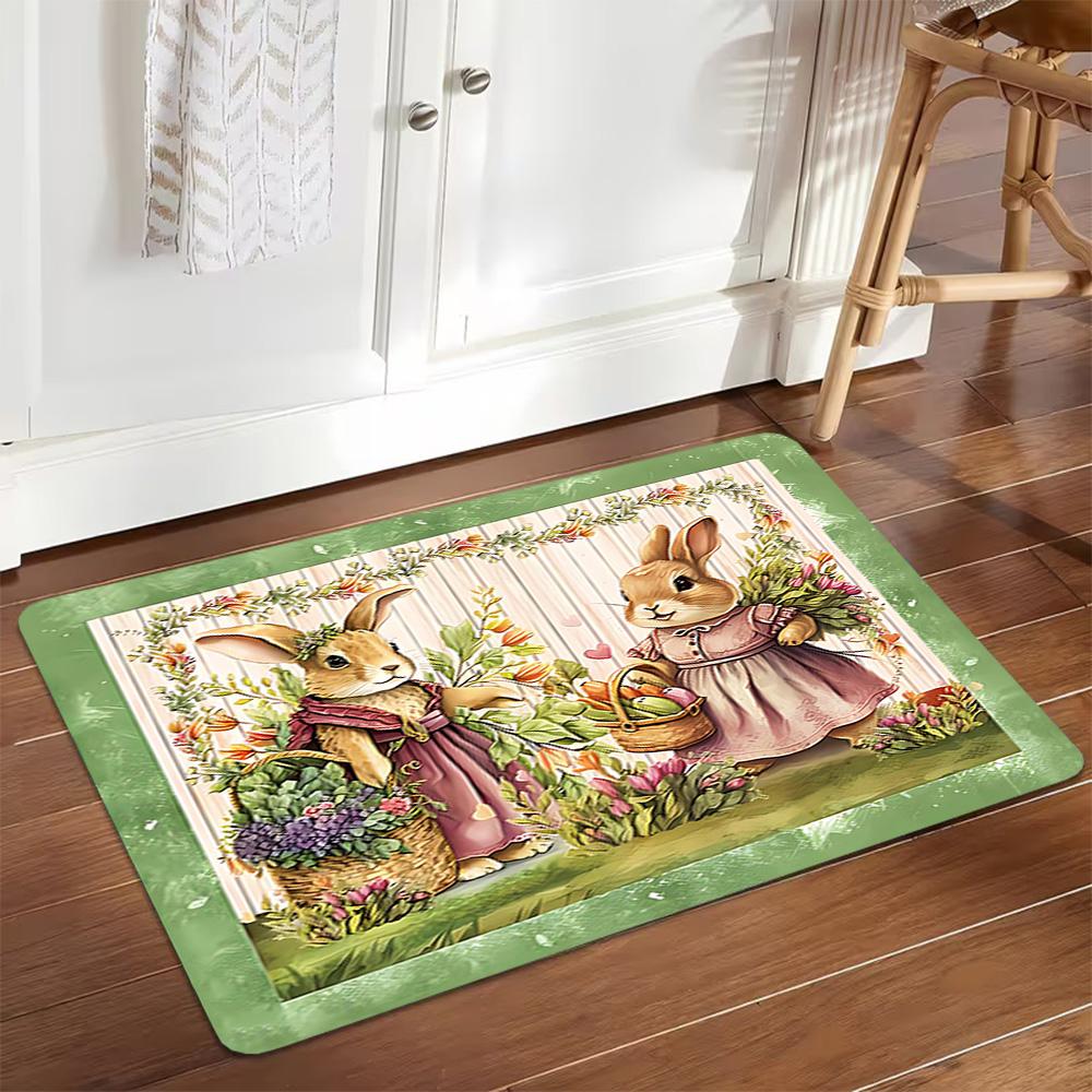 Easter Bunny Decorations Set Decoration,Carpet,Living Room,Bedroom, Non-slip,Square rug