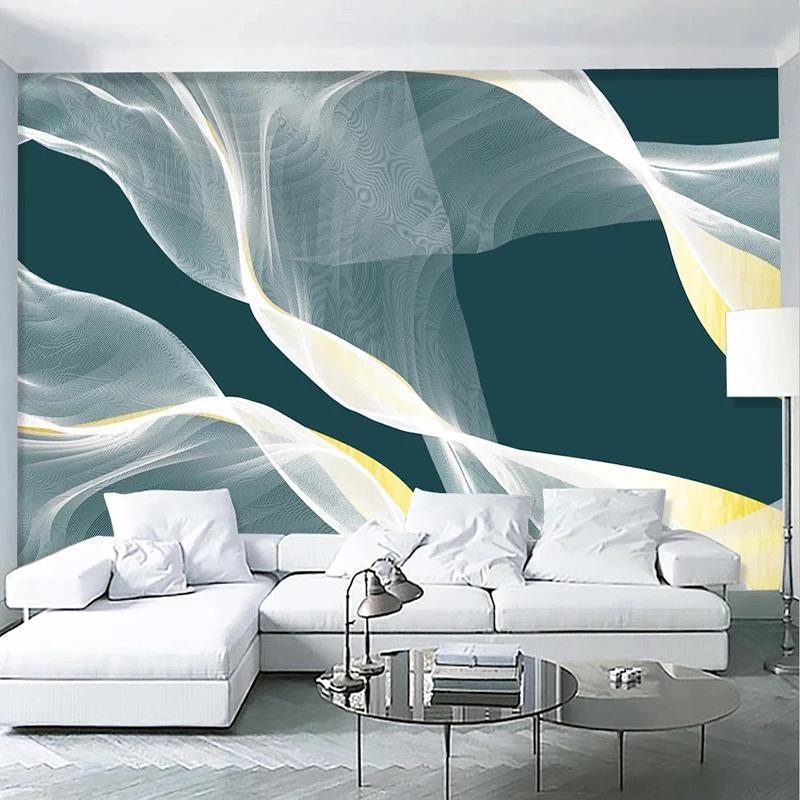 Size Wallpaper Modern Abstract Wallpaper Ink Line Art Gold Murals Living Room Home Decor 3D Wall Stickers