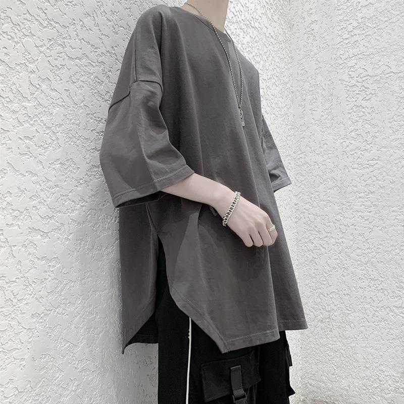 Men's Oversized Asymmetrical Hem Short Sleeve T-Shirt Casual Loose Fit Streetwear Top