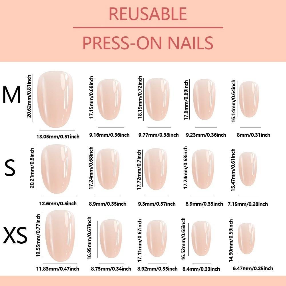 150pcs Fashion Glossy Finish Fake Nails Gradient Nude Short Almond False Nails Natural Nail Tips Daily Wear