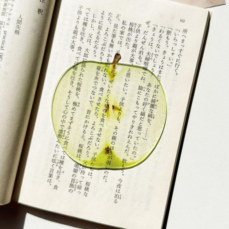 Marque-page en acrylique en forme de fruit Pomme Raisin Simulation Marque-page de lecture transparent Papeterie d'apprentissage Jouet pour enfants Cadeau
