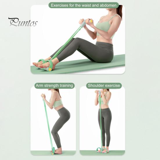 Core Strength Training Tool Figure 8 Resistance Band 6-Tube Pedal Puller with Handle Multifunction Elastic Yoga Muscle Tension Relief Strap