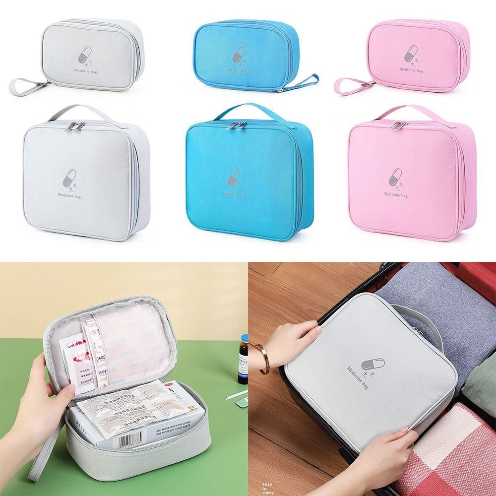 Mehrschichtige Erste-Hilfe-Tasche Rosa/Blau/Grau Aufbewahrungstasche Langlebige Notfallsets Reise