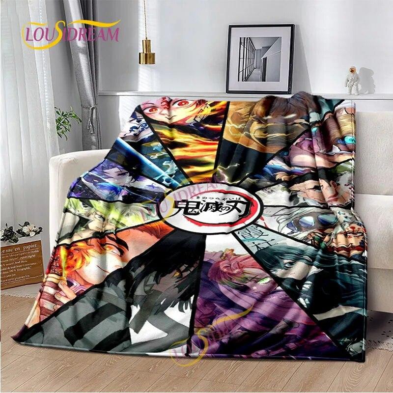 Japanese Cartoon Series Blanket Living Room Bed Sofa Travel 3D Demon Slayer Blanket Cartoon Home Office Hiking Gift