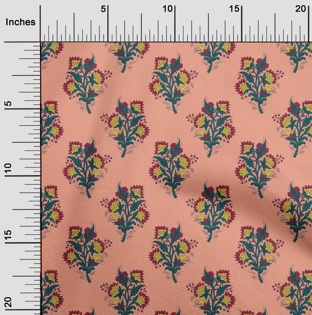 oneOone Baumwoll-Flex-Stoff Blätter- & Floral-Blockdruck-Stoff Meterware 40 Zoll