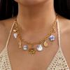Bohemian Imitation Pearl Beaded Chain Necklace for Women Ocean Series Starfish Shell Conch Pendant Choker Beach Party Jewelry
