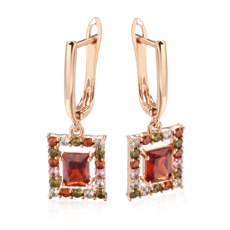 

Полностью проложенные многоцветные квадратные серьги-подвески с цирконом, женские персональные ювелирные изделия, блестящие этнические аксессуары красный