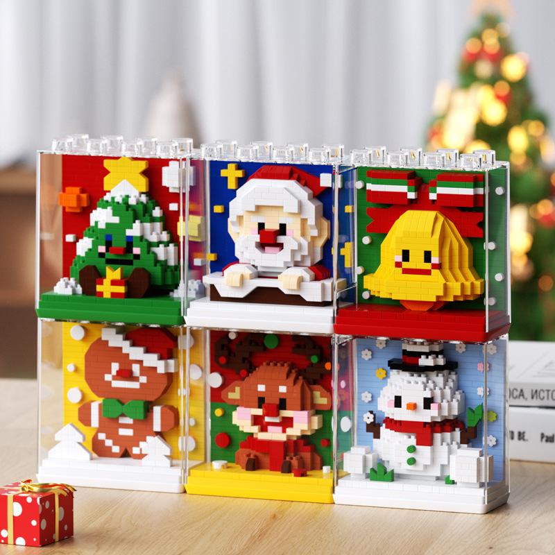 Non-Toxic 33 Style Cartoon Santa Claus Snowman Wishing Tree Apple Candy House Building Blocks City Compatible Diy Toys Children'S Gifts