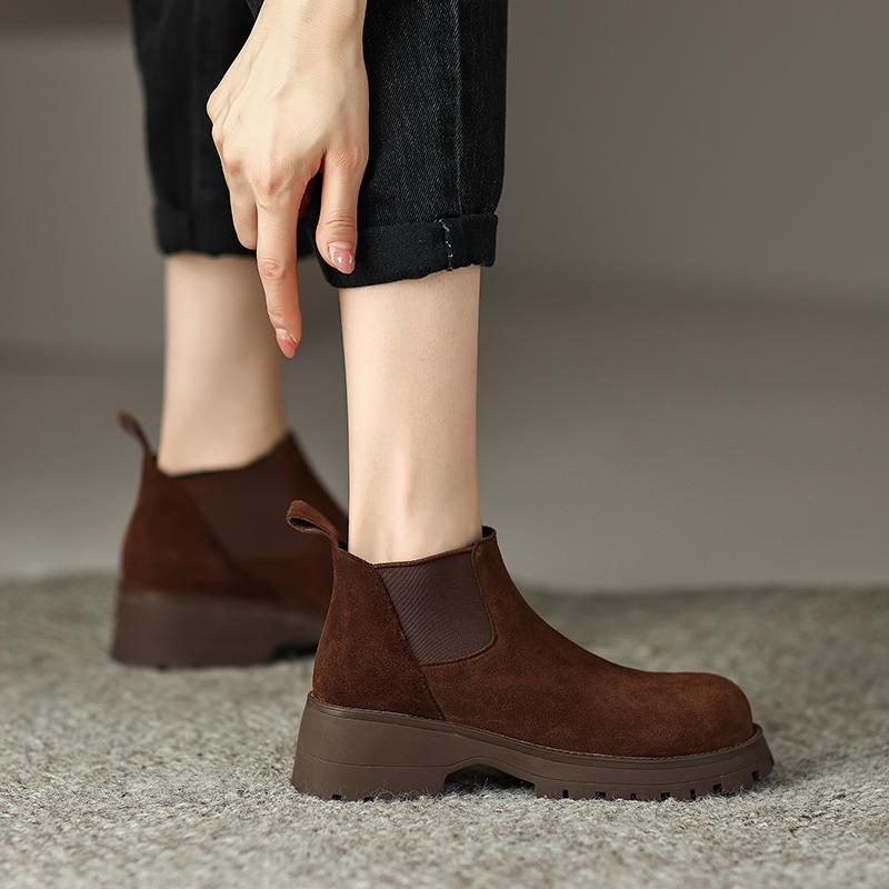 Fashion AIYUQI Women's Chelsea Boots Genuine Leather 2025 New  Chimney Short Female Boots Large Size Platform Women's Ankle Boots