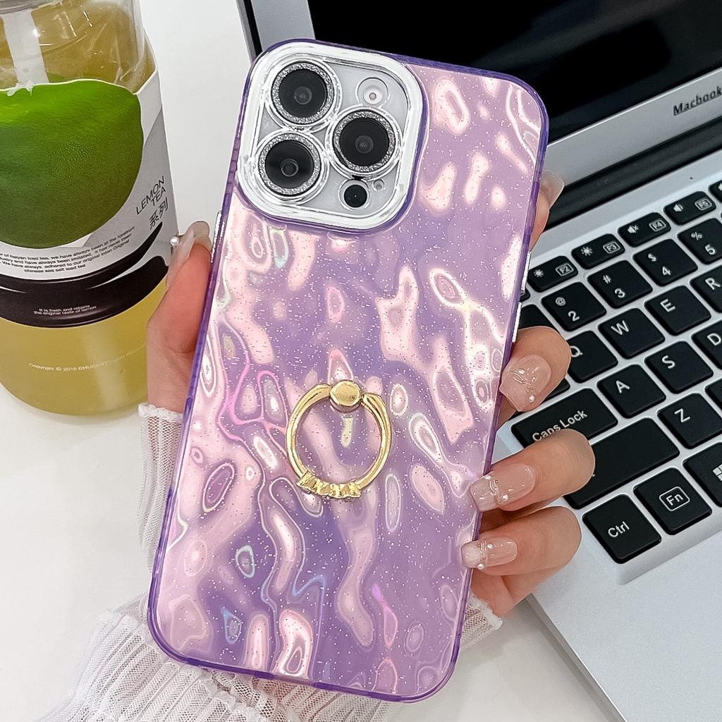 Etui na iPhone 16 Pro Max z uchwytem pierścieniowym PC+TPU IMD Pokrowiec na telefon z folią na obiektyw
