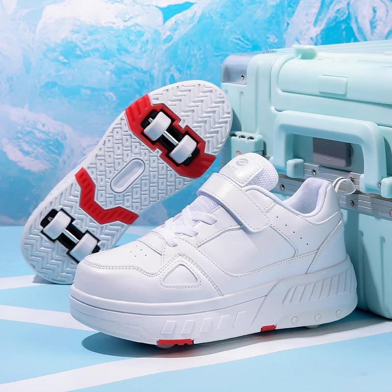

2024 Autumn New Children s Roller Skating Shoes High quality Wear resistant Outdoor Sports Shoes Multi functional Wheel Shoes 40