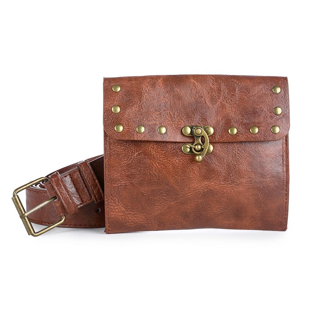 Overseas Steampunk Cosplay Belt Bag, European and American Retro Women's Waist Bag, Mini Outdoor Mobile Phone Wallet