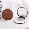 Chocolate Cookie Mini Pocket Mirror with Comb Princess Portable Biscuit Shape Makeup Cosmetic Folding Hair Care Accessories