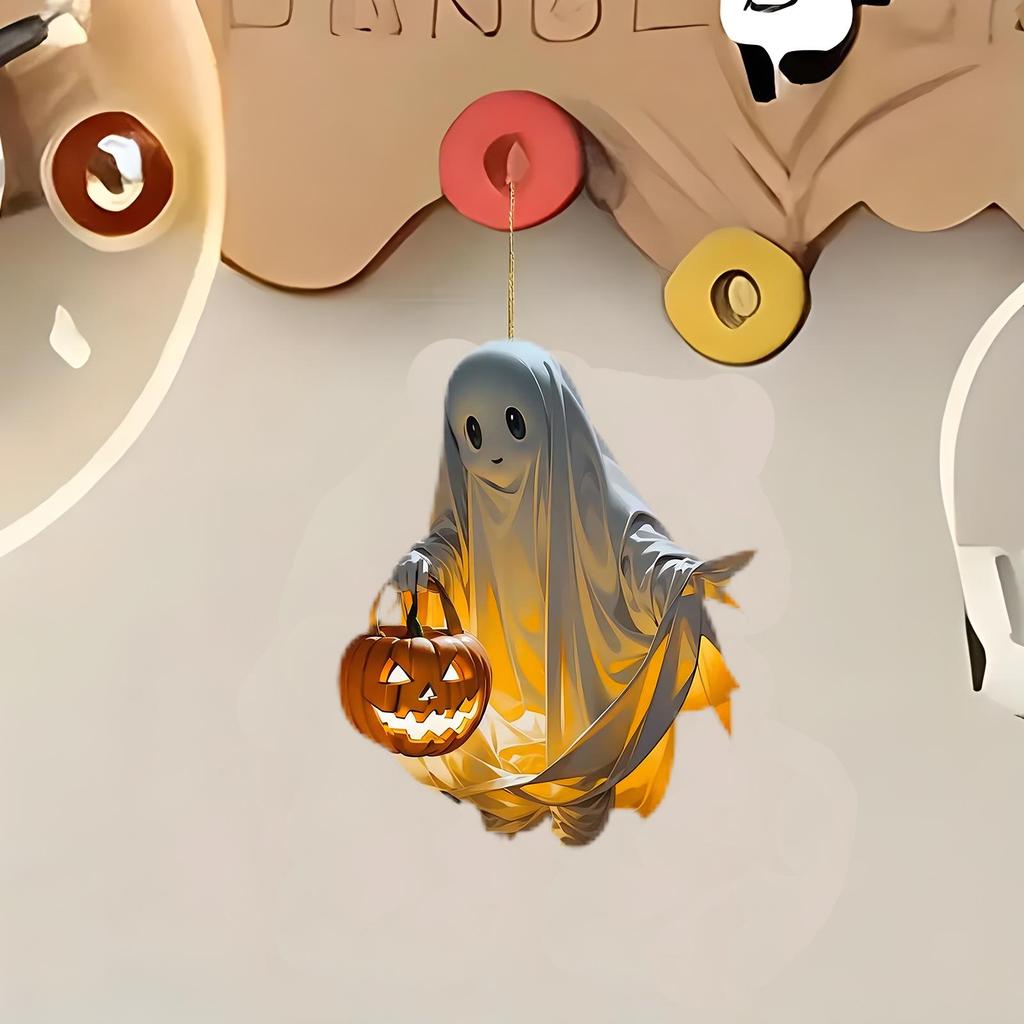 Doppelseitige HD Acryl Geisterkürbis Laterne Autoanhänger & Weihnachtsbaumschmuck