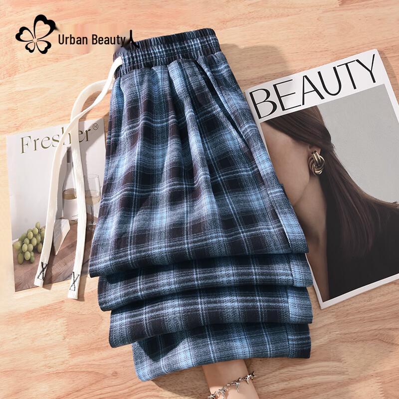Women's Plaid High-Waist Wide-Leg Pants