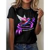 Womens Fight Alzheimers Awareness Print Short Sleeve TShirts Summer Casual Round Neck Tops