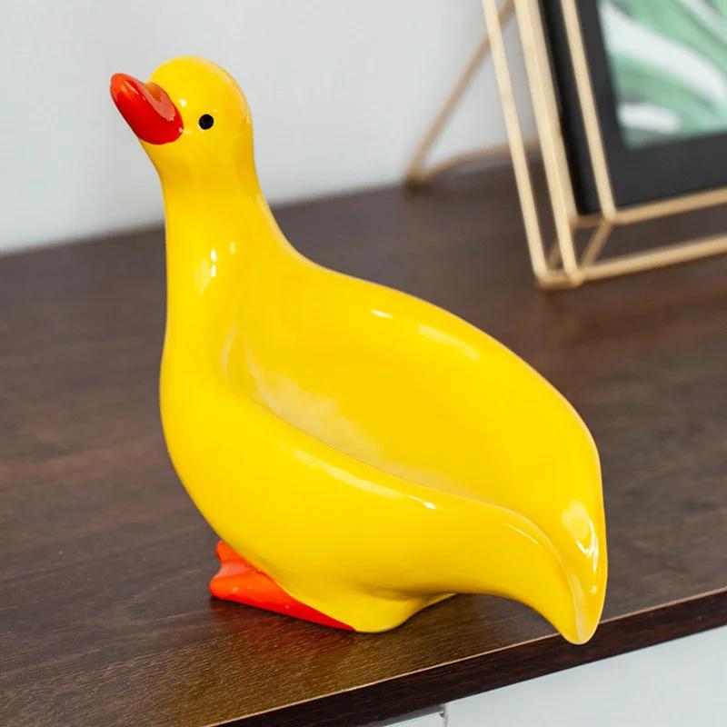Ceramic Duck-Shaped Soap Dish with Self-Draining Design  for Shower Bathroom Kitchen Tub Sink Tray