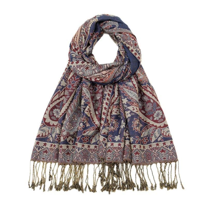 Popular Cashew Embroidery Four Seasons Thin Scarf Women's Popular Versatile Fringed Shawl Women's