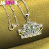 925 Sterling Silver AAA Zircon Crown Pendant Necklace Jewelry