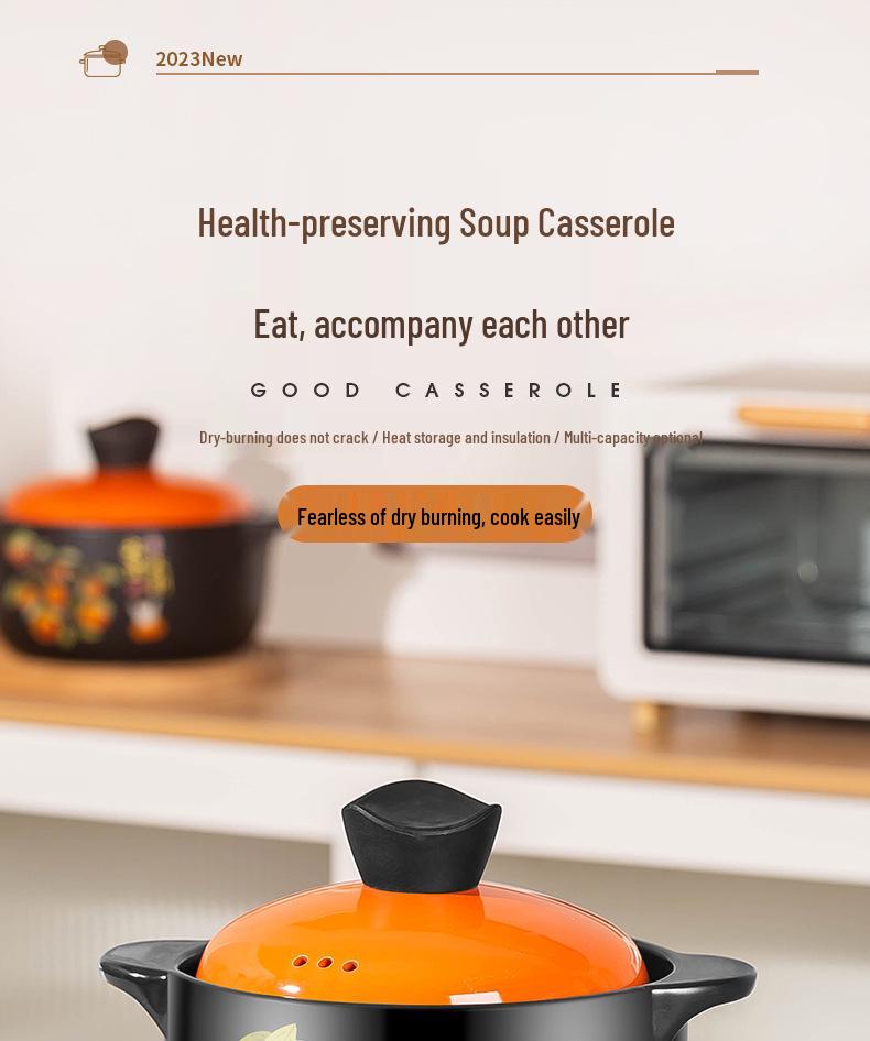 Ceramic Casserole Gift Set: High-Temperature Resistant Soup and Stew Pot for Dry Burning Gas Stoves.