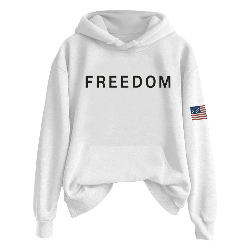 Ladies Fashion Casual Long Sleeve Printed Round Neck Hoodie Pullover Top