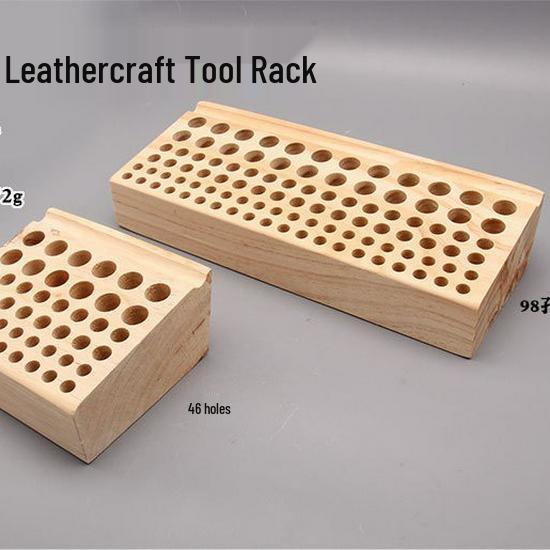 Handmade Pine Wood Leathercraft Tool Rack - 46 or 98 Holes for Punches, Awls, and More