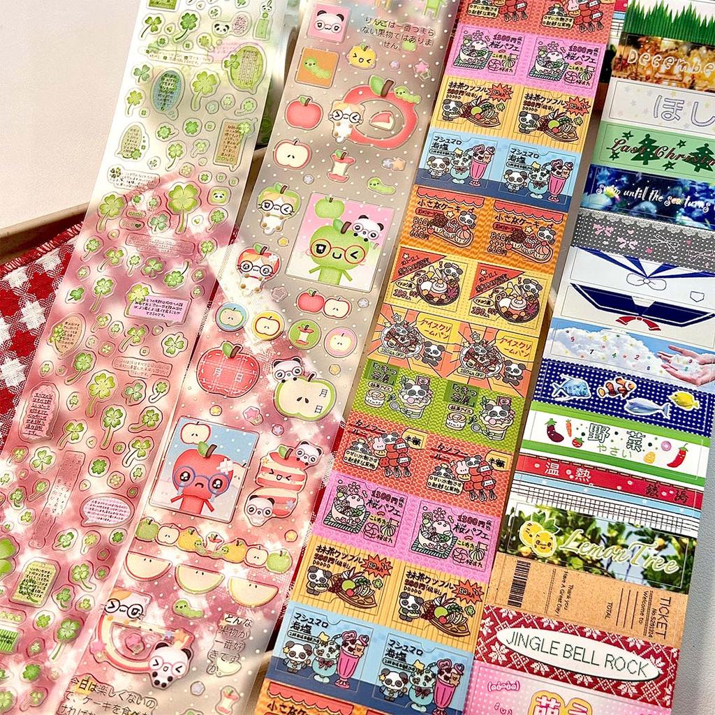 Four-Leaf Clover Vintage Pet Sticker Tape Decorative Stickers for Scrapbooking Cute Washi Tape Suitable for Craft Albums