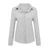 Nowe letnie damskie bluzki w jednolitym kolorze z klapą na guziki Casual luźna z długim rękawem lniany Top bluzki damskie biały top Blusas Mujer