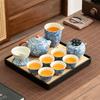 New Chinese Ru Kiln Flower Ceramic Light Luxury High-end Tea Drinking Set Huike Kung Fu Tea Set Enterprise