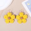 Exaggerated Handmade Retro Rattan Raffia Geometric Earrings Ethnic Style Summer Beach Women'S Tassel Earring