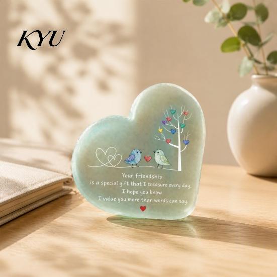 Thoughtful Gratitude Gifts Heart Ornament with Heartwarming Message, Best Friend Decorative Ornaments for Car Keepsake, Acrylic Desk Decoration Women