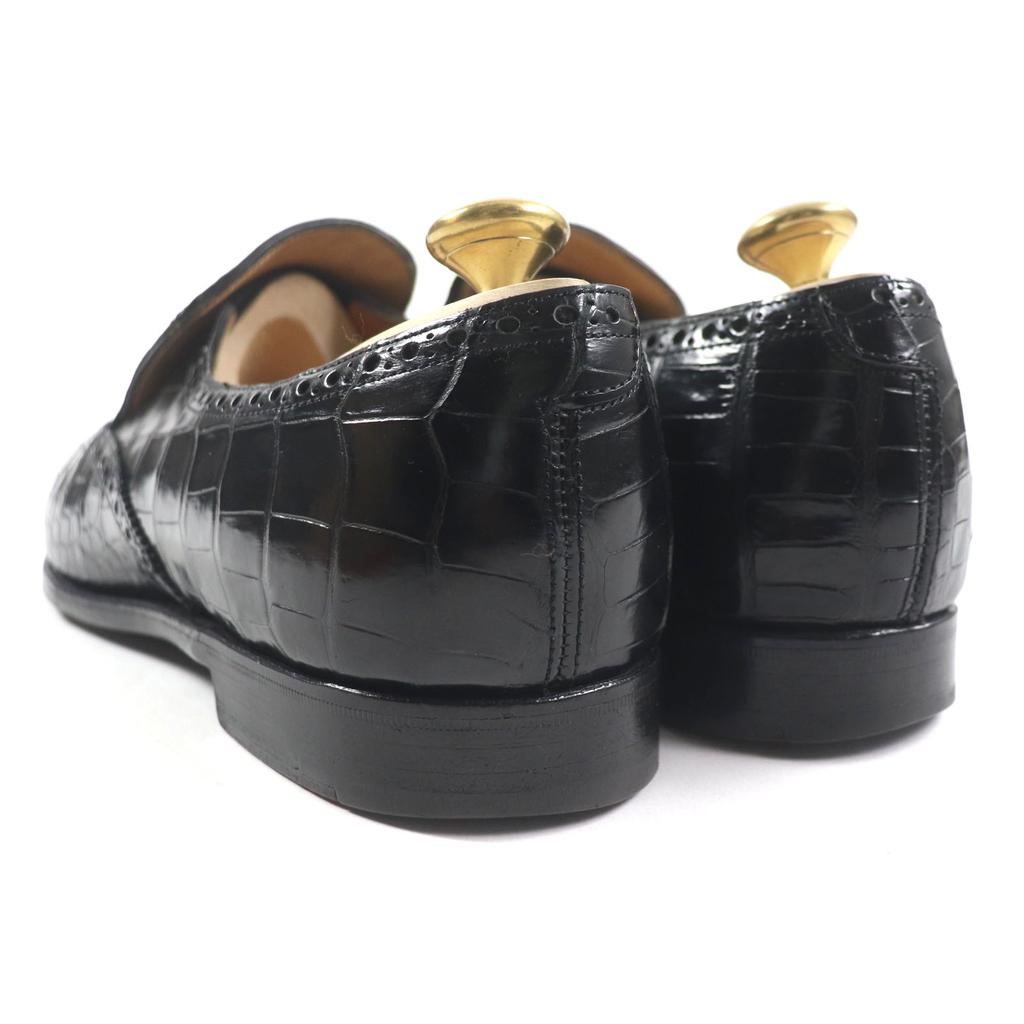 EDWARD GREEN Leather shoes WIGMORE Wingtip medallion loafers Crocodile mens 7.5 Used