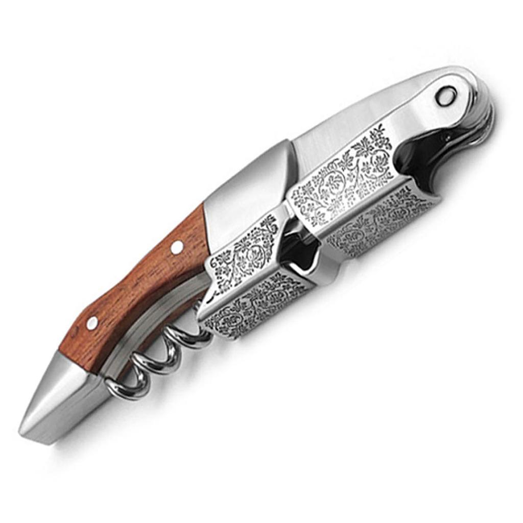 Leeseph Wine Opener, Double Hinged Manual Wine Key for Bartender, Server, Waiter, Stainless Steel Wine Bottle Opener Corkscrew