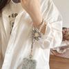 Ins Knit Colorful Flower Short Lanyard for Mobile Cell Phone Hand Wrist Strap Double Color Contrast Universal Rope Accessories