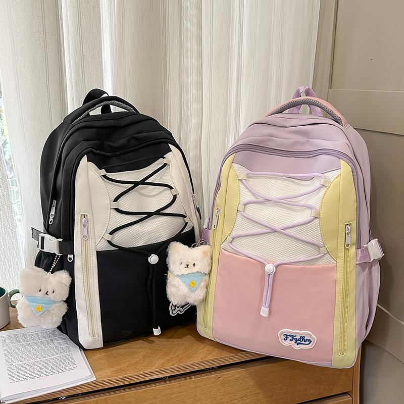 Kontrastfarbige Nähte Studenten-Schultasche Damen Leichter Reise-Rucksack