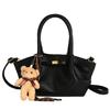 Retro solid color design bear pendant 2025 new high-end pleated dumpling bag handbag messenger bag bag female