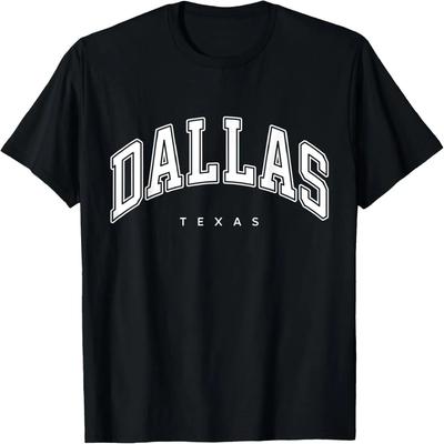 Dallas Teksas TX Koszulka w stylu varsity z białym napisem