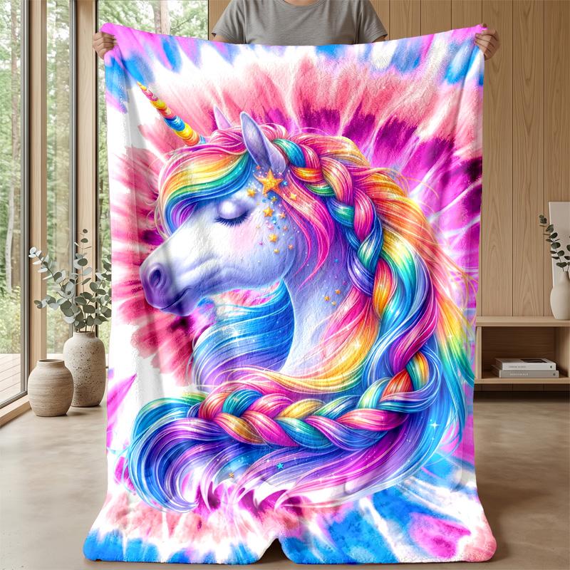 Rainbow Unicorn Theme blanket Lightweight Warm Flannel Blanket Decorative Throw Blanket for Home Decoration