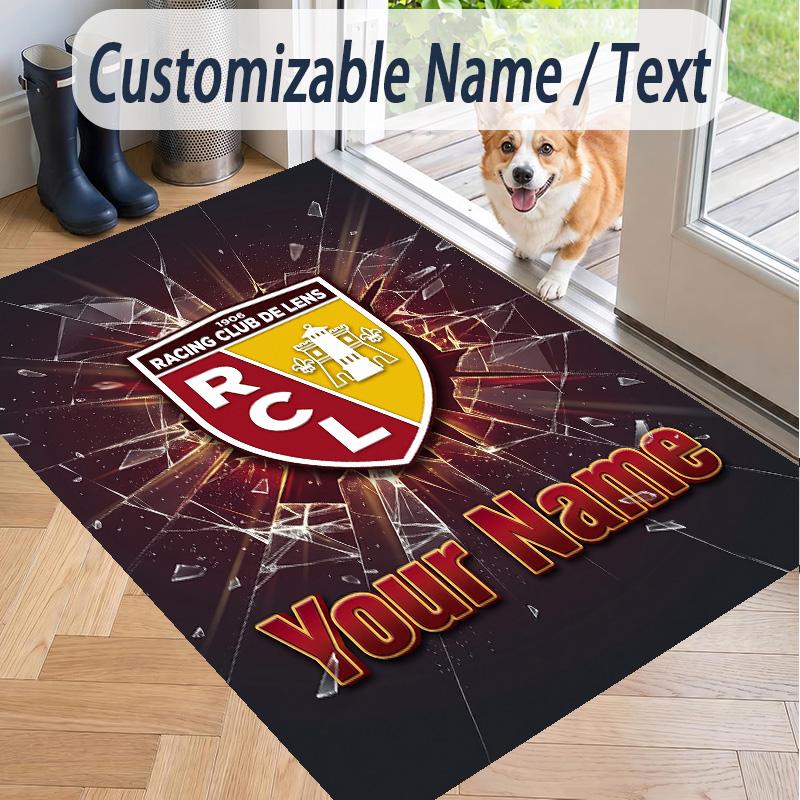 Custom Text Printed Rug Racing Club De Lens Non Slip Floor Carpet For Home Room Decor
