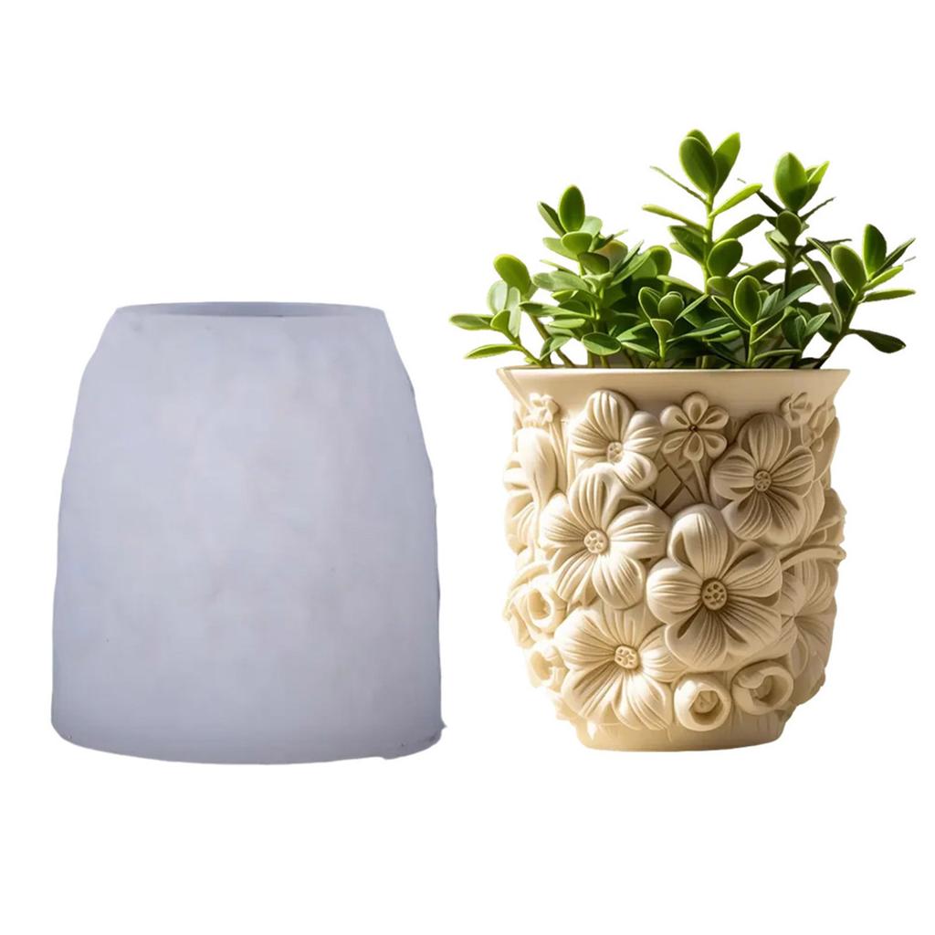 Food Grade Silicone Floral Planter Mold For Resin Crafts And DIY Home Accessories Aromatherapy Candle Cup Vase Mold